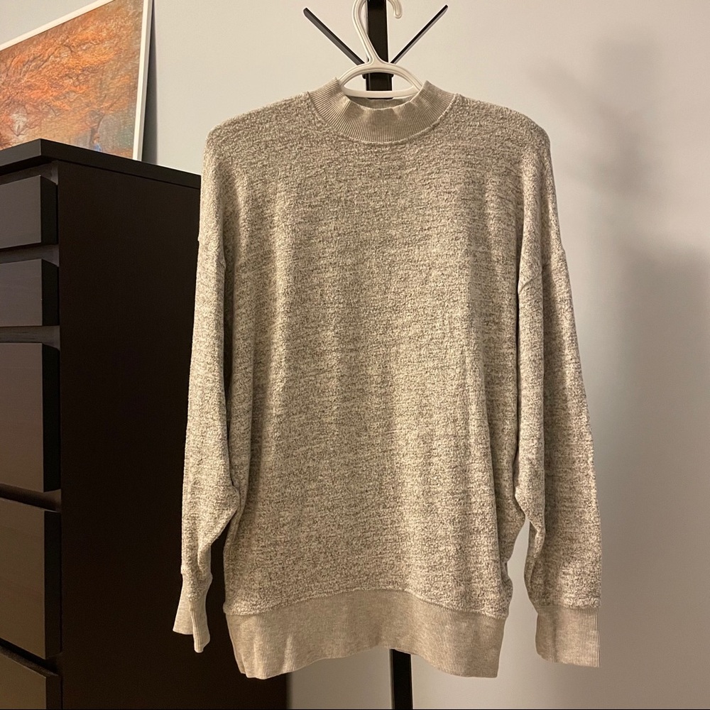 Topshop Marl Grey Plush Mockneck Sweatshirt